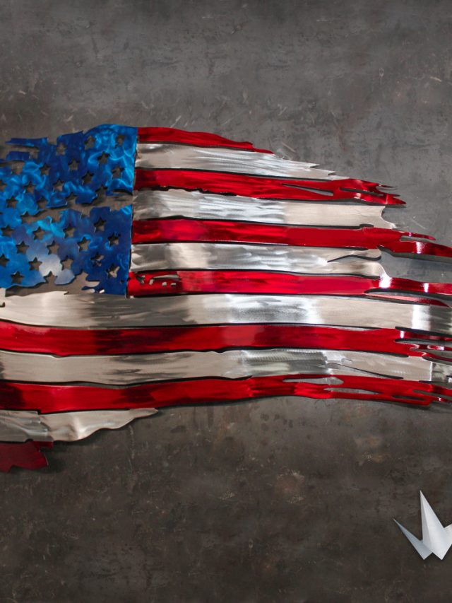 Chroma Studio - Metal Tattered American Flag Wall Art 1